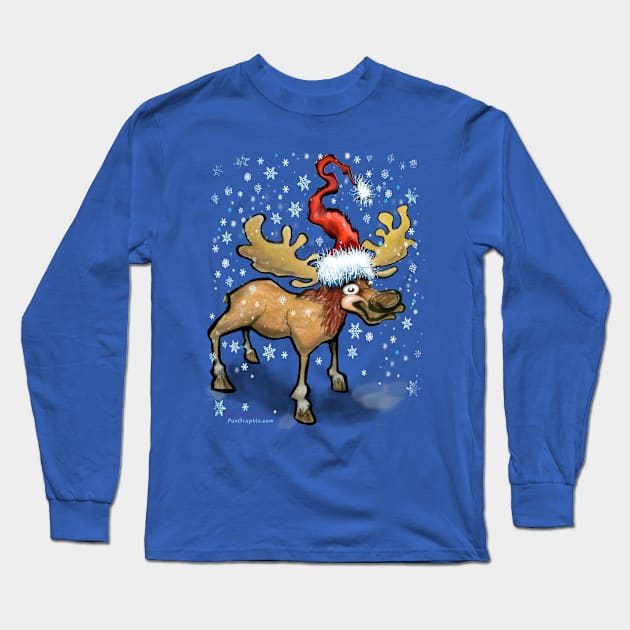 Merry Christmoose Long Sleeve T-Shirt by Kevin Middleton